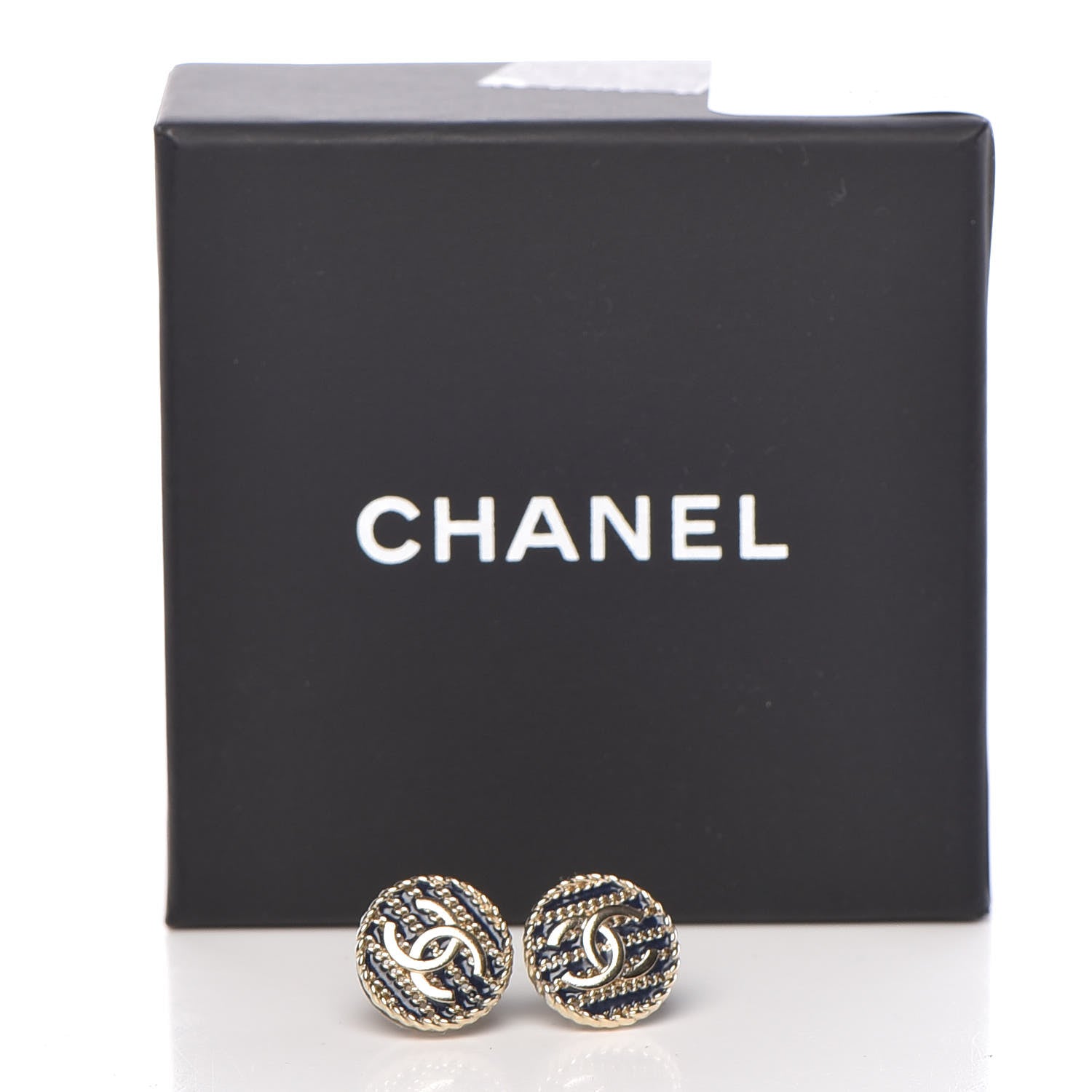Chanel Enamel CC Earrings Blue Gold 5 of 5