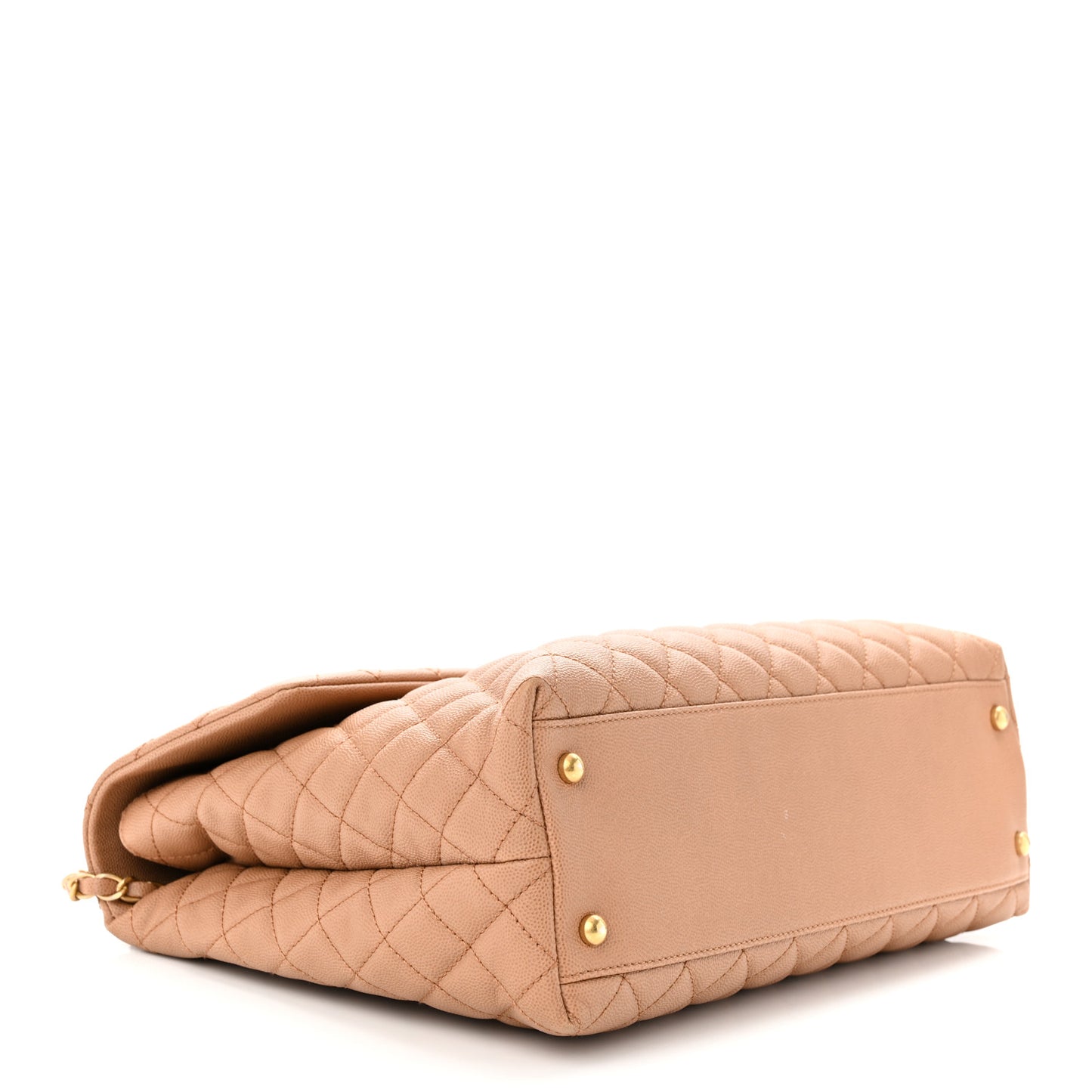 Caviar Lizard Quilted Large Coco Handle Flap Beige