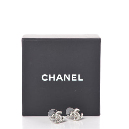 Chanel Crystal Mini Timeless CC Earrings Silver 5 of 5
