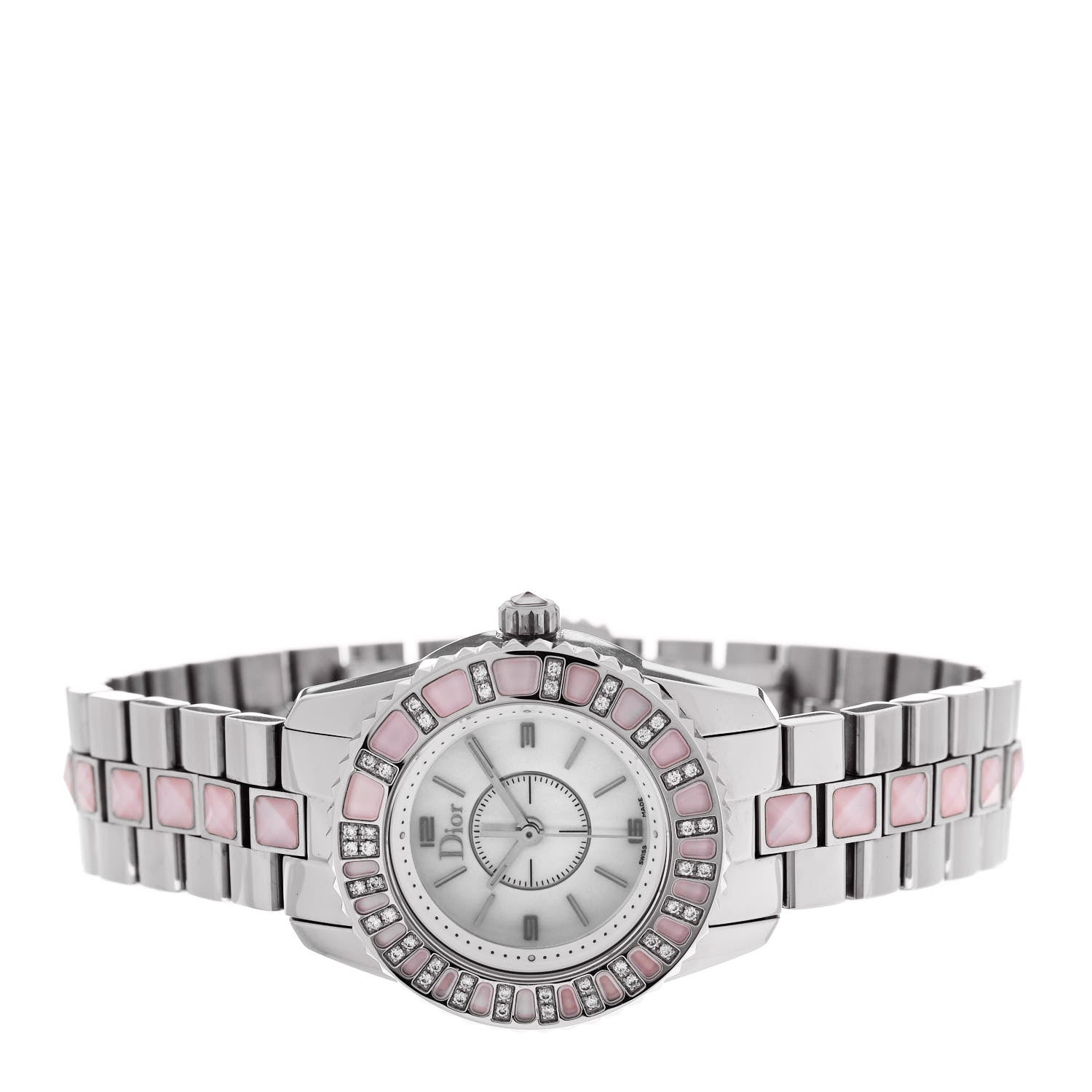 Christian Dior Stainless Steel Diamond Sapphire Pink Mother of Pearl 29mm Christal Quartz Watch 2 of 5