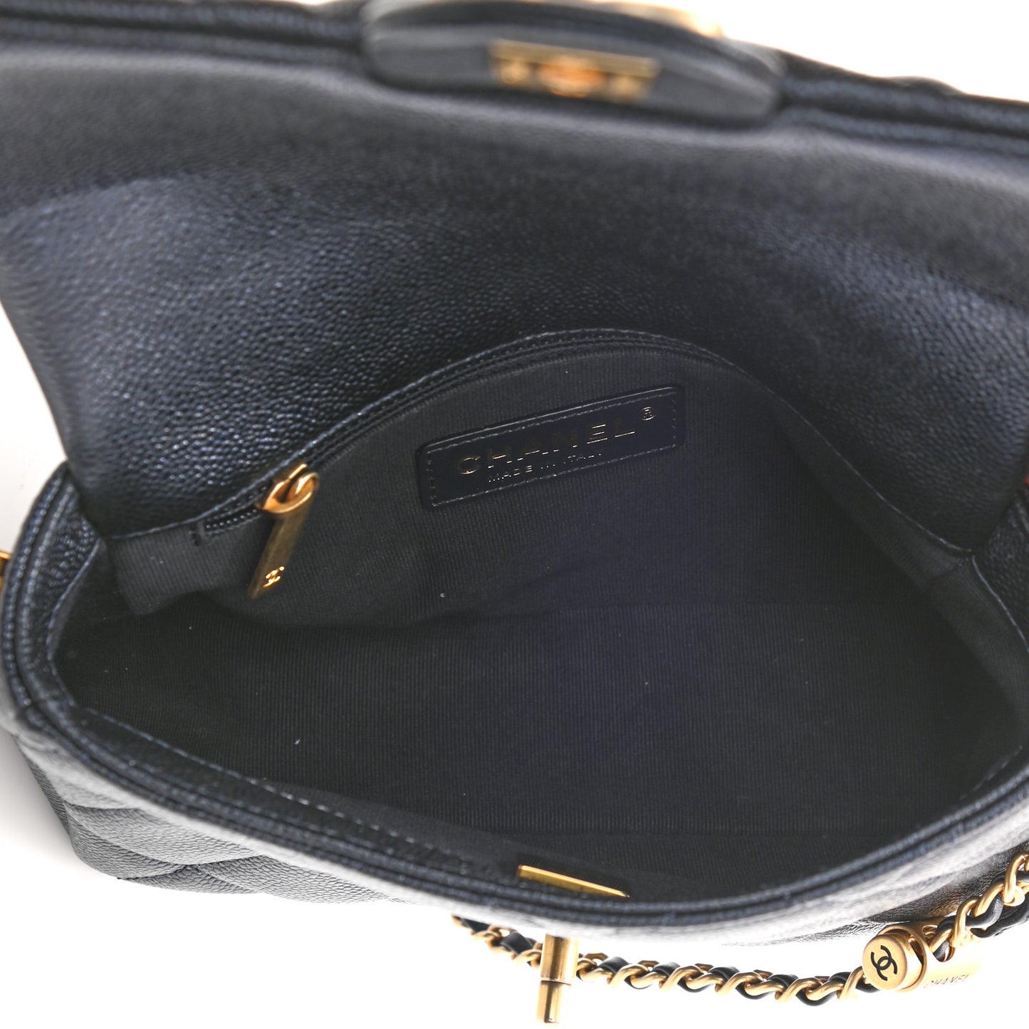 Iridescent Caviar Quilted Mini My Perfect Flap Black