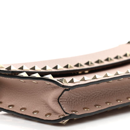 Valentino Garavani Pebbled Calfskin Rockstud Flap Wallet On Chain Poudre 7 of 9