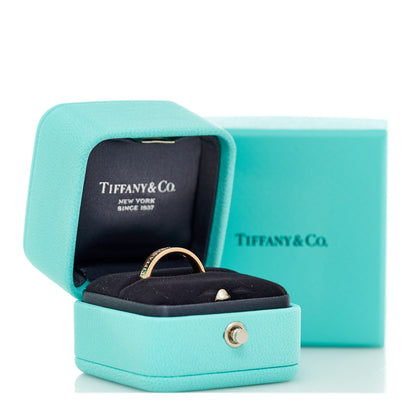 Tiffany 18K Rose Gold Diamond 4mm Logo Band Ring 48 4.5 5 of 5