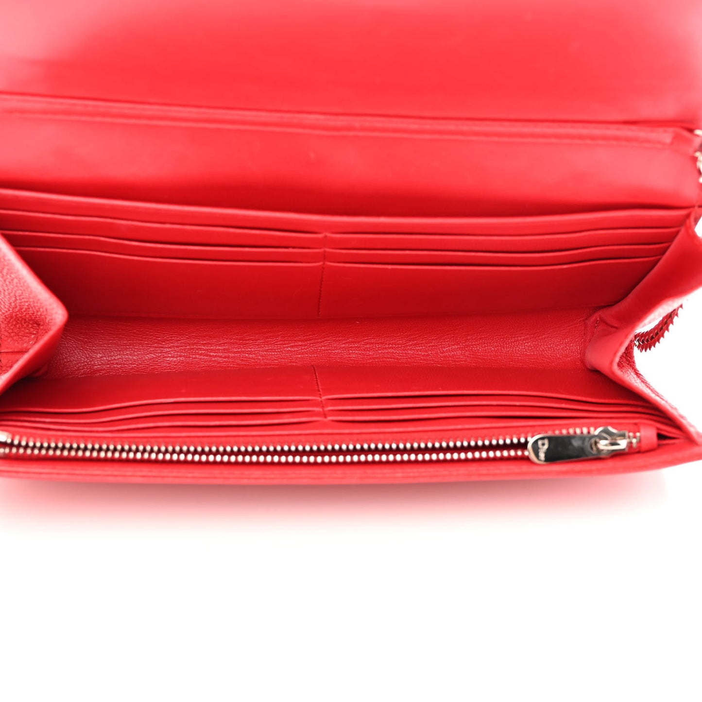 Grained Calfskin Diorama Croisiere Chain Wallet Red