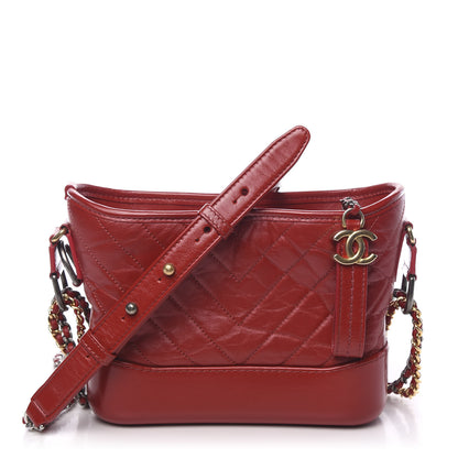 Chanel Aged Calfskin Chevron Quilted Small Gabrielle Hobo Red 1 of 12