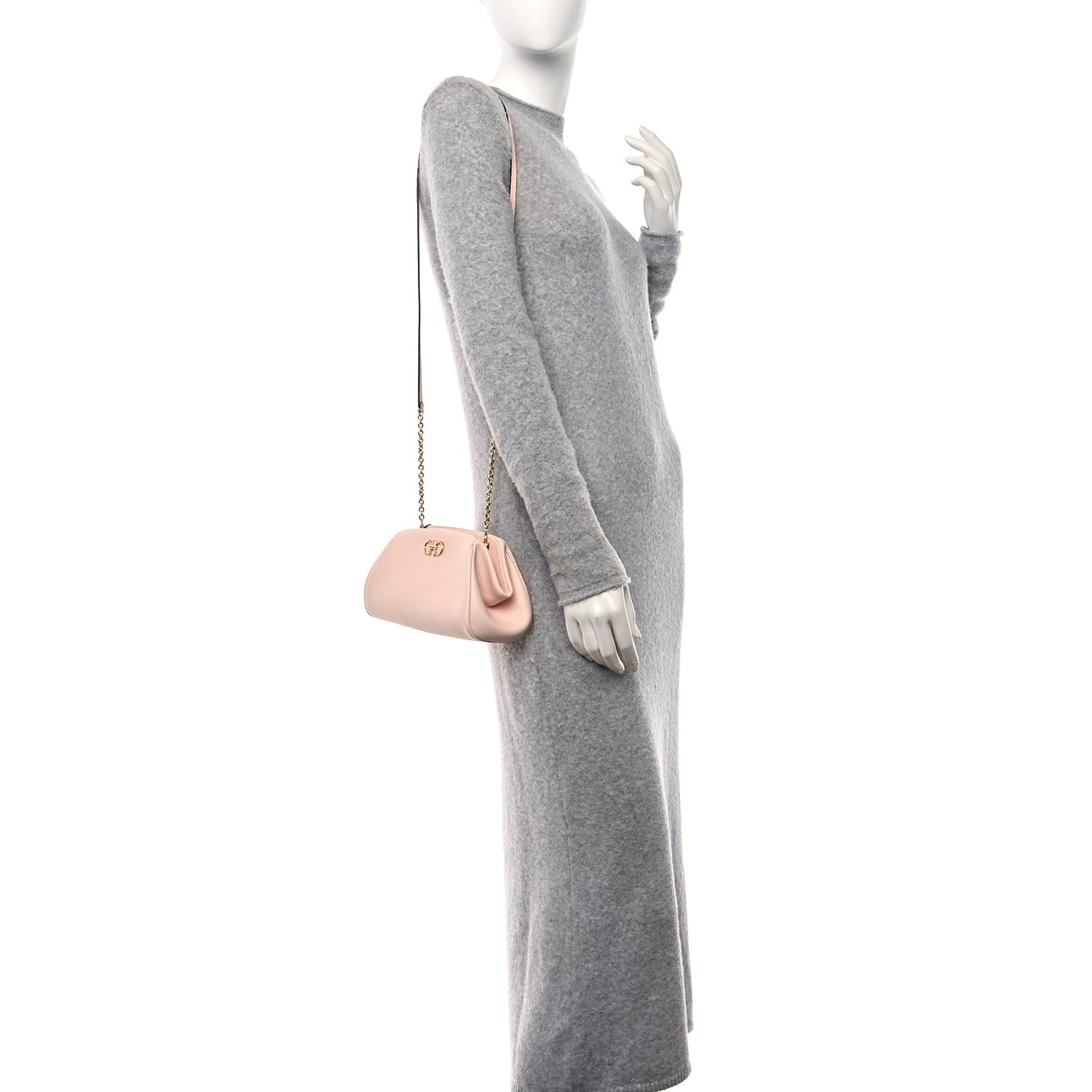 Calfskin Small Gancini Crossbody Pink Lemonade