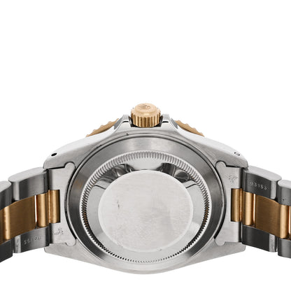 Rolex Stainless Steel 18K Yellow Gold Diamond Blue Sapphire 40mm Submariner Date Watch Champagne 16613 4 of 5