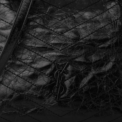 Saint Laurent SAINT LAURENT Crinkled Calfskin Matelasse Monogram Medium Niki Shopper Tote Black 8 of 10