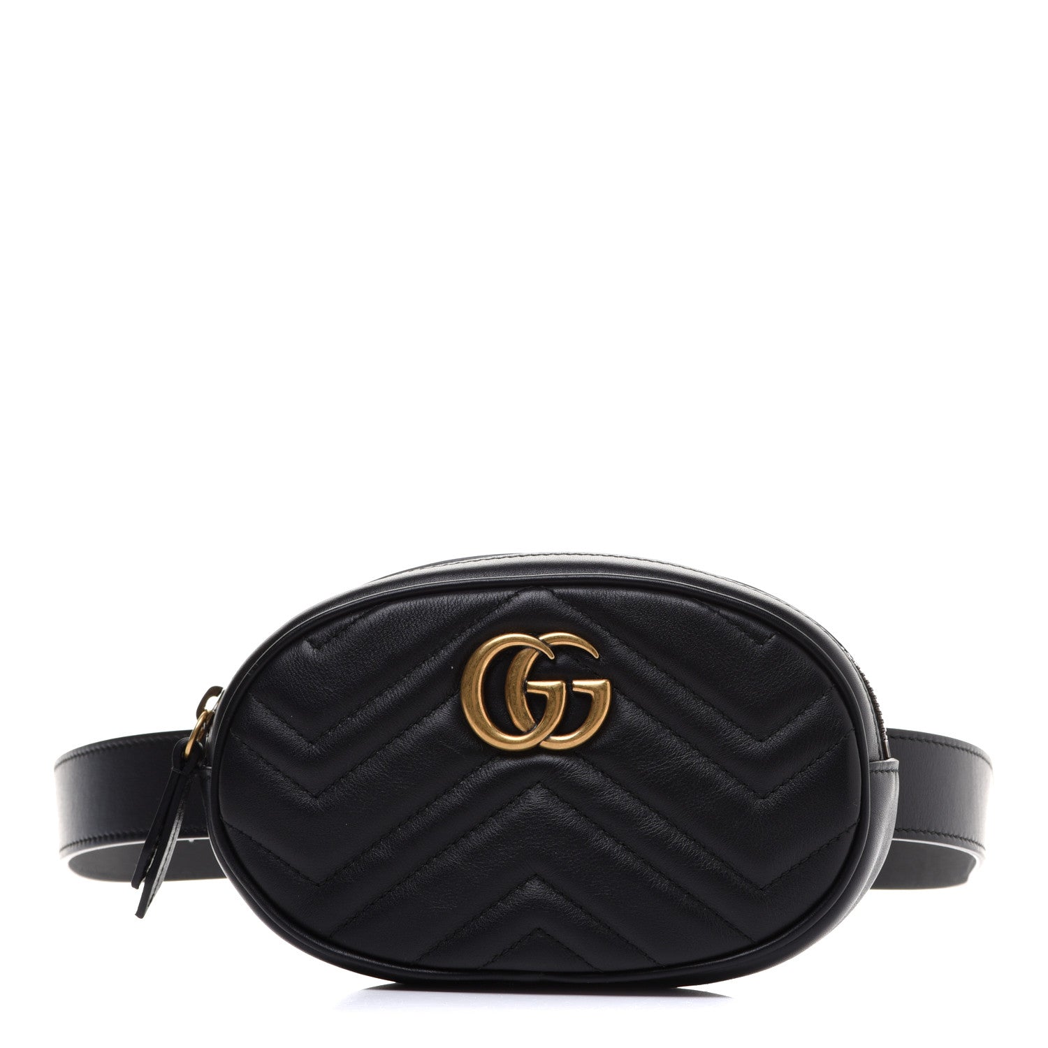 Gucci Calfskin Matelasse GG Marmont Belt Bag 95 38 Black 1 of 12