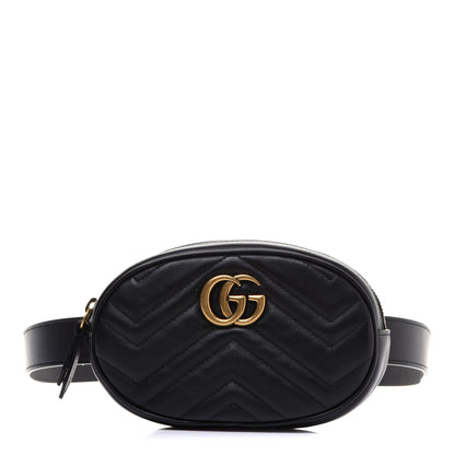 Gucci Calfskin Matelasse GG Marmont Belt Bag 95 38 Black 1 of 12