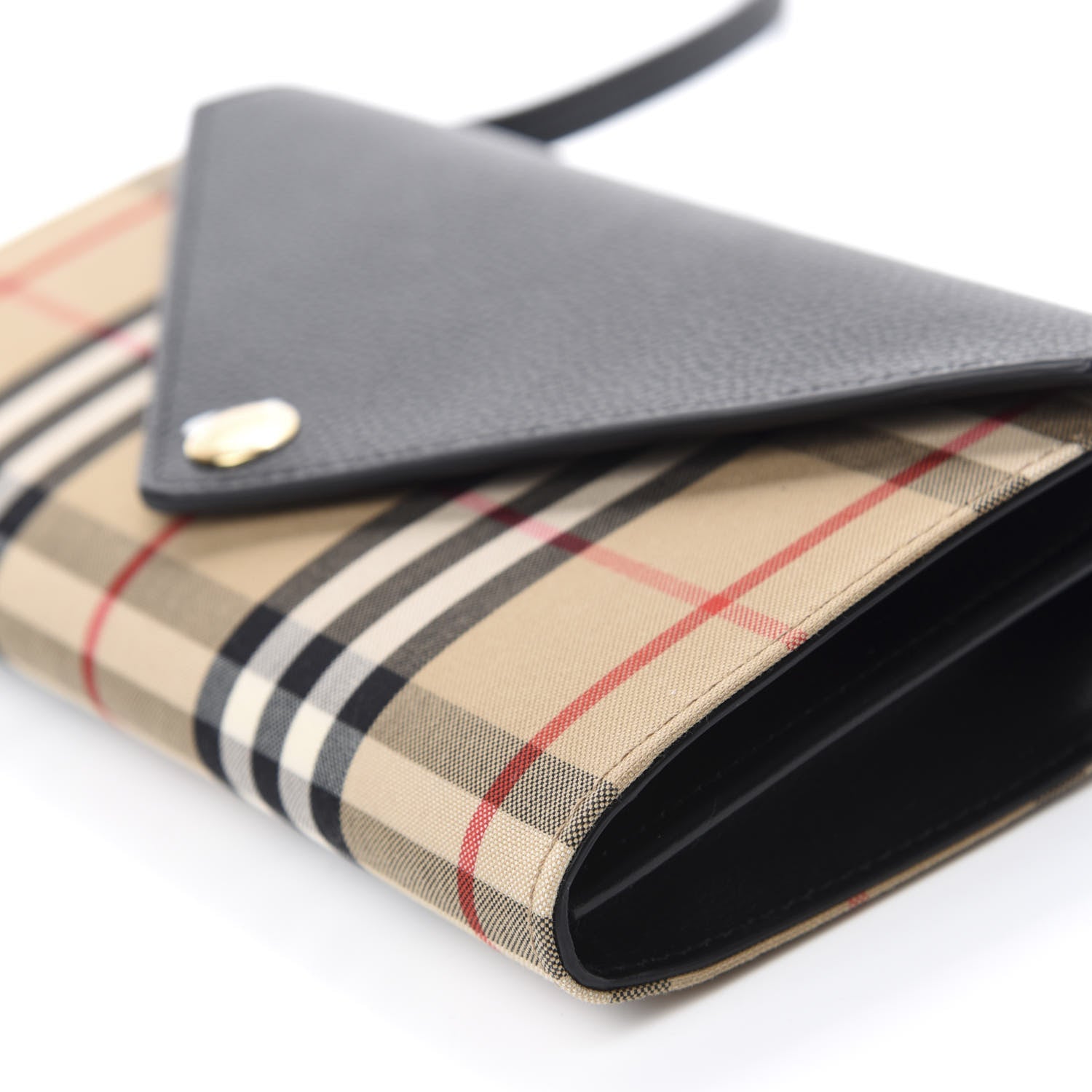 Burberry Grainy Calfskin Vintage Check Wallet With Detachable Strap Black 7 of 9