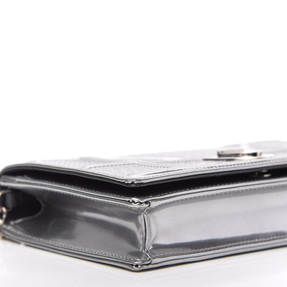 Christian Dior Metallic Patent Micro-Cannage Diorama Wallet on Chain Pouch Silver 6 of 11