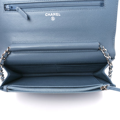 Chanel Grained Calfskin Quilted CC Box Wallet On Chain WOC Blue 5 of 11
