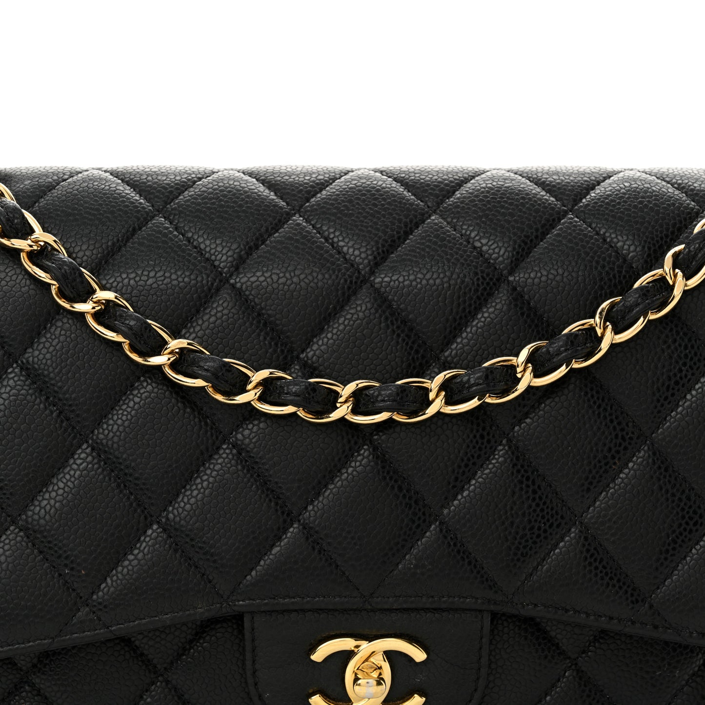 Caviar Quilted Jumbo Double Flap Black