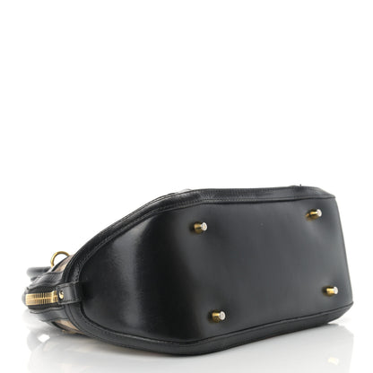 Burberry Bridle Calfskin House Check Small Orchard Bowling Bag Black 4 of 11