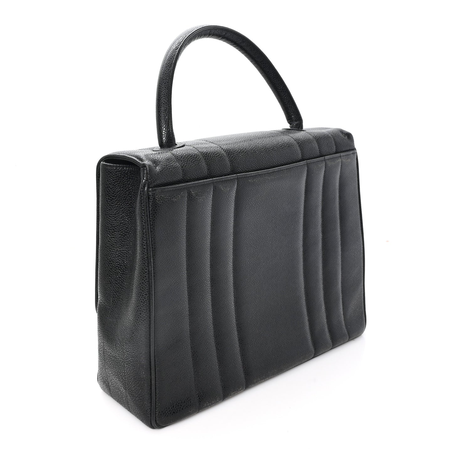 Caviar Vertical Quilted Kelly Flap Bag Black
