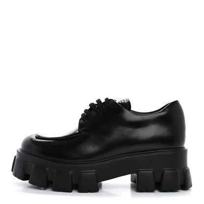 Prada Spazzolato Rois Monolith 55mm Derby Loafers 40.5 Black 1 of 11