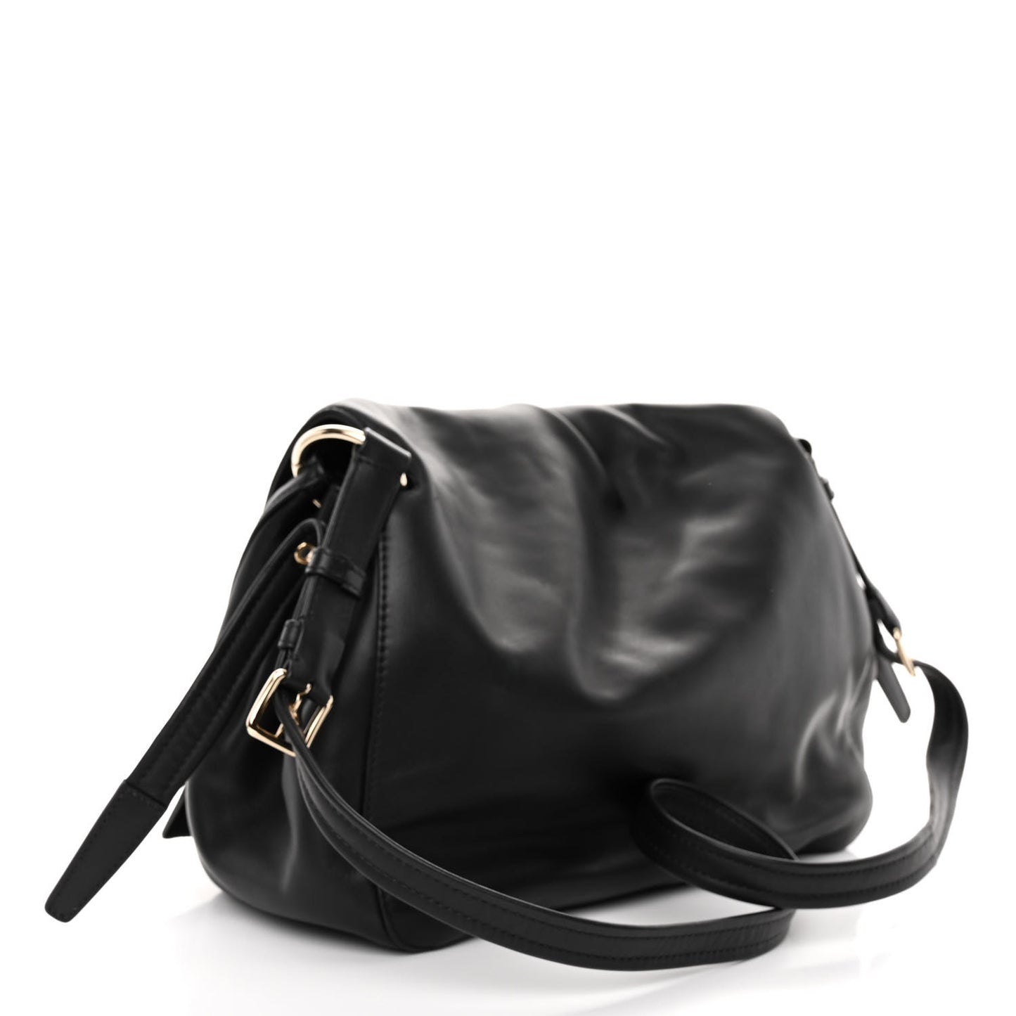 Smooth Calfskin Bloomy Crossbody Bag Black