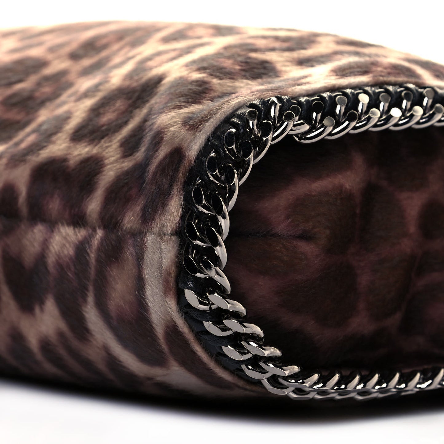 Faux Calf Hair Leopard Print Small Falabella Tote Brown