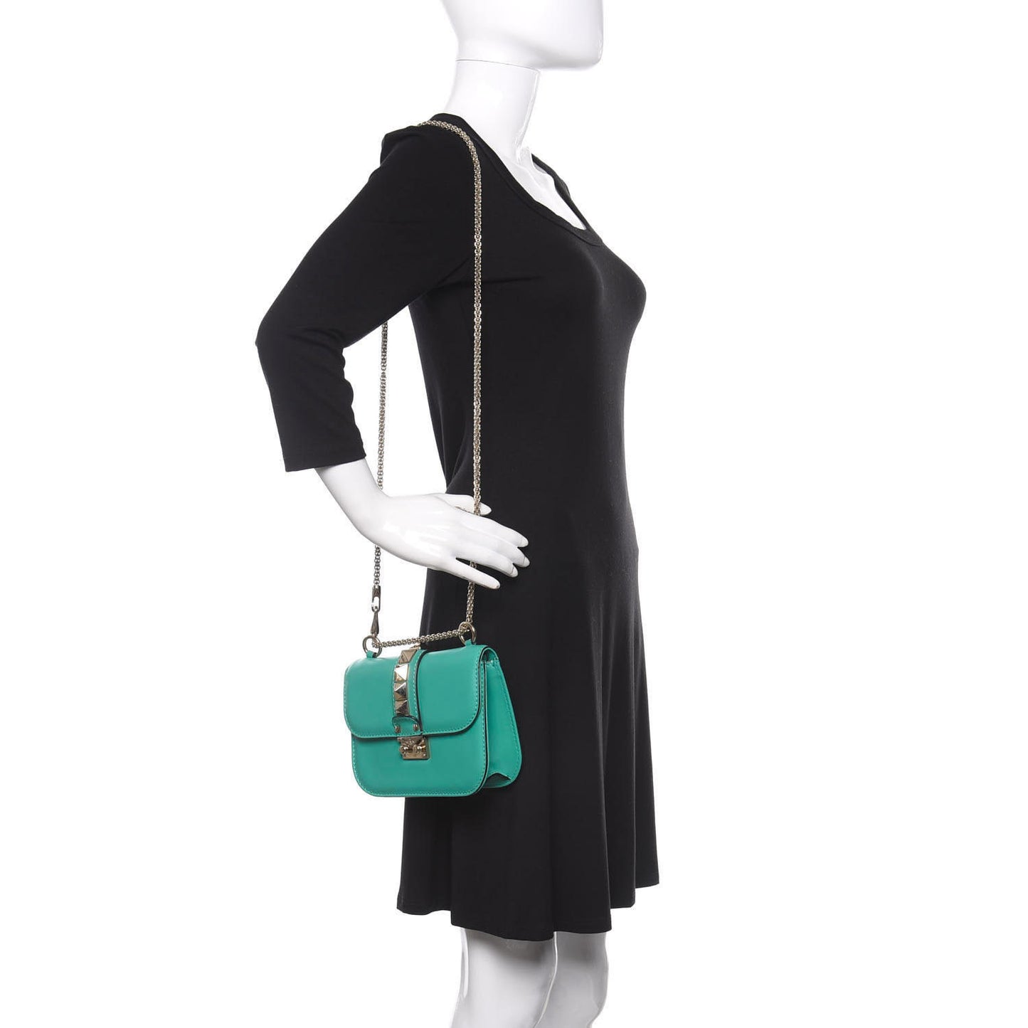 Vitello Small Glam Lock Rockstud Flap Colibri