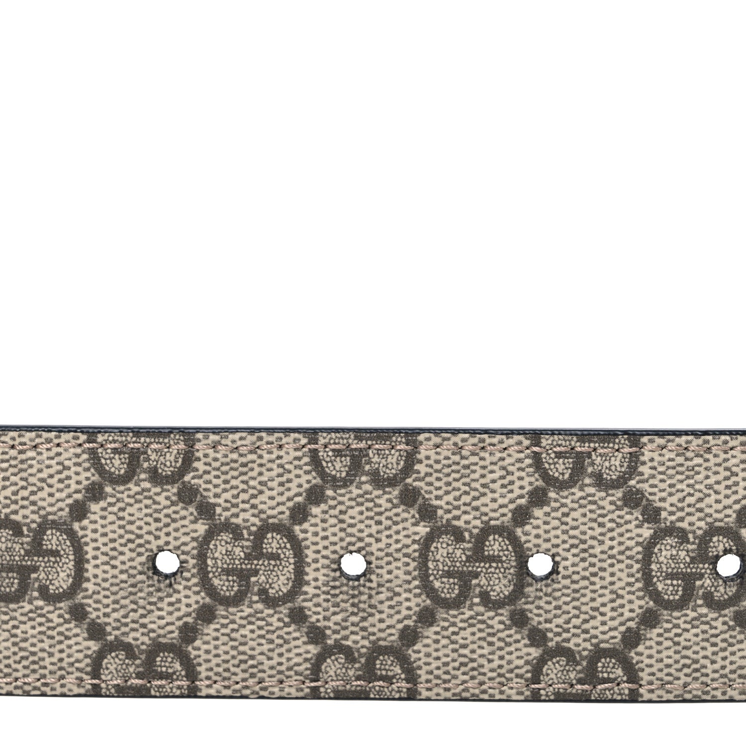 Gucci GG Supreme Monogram Plutone Calfskin Palladium Double G Reversible 37mm Belt 85 34 Beige Ebony Black 3 of 6