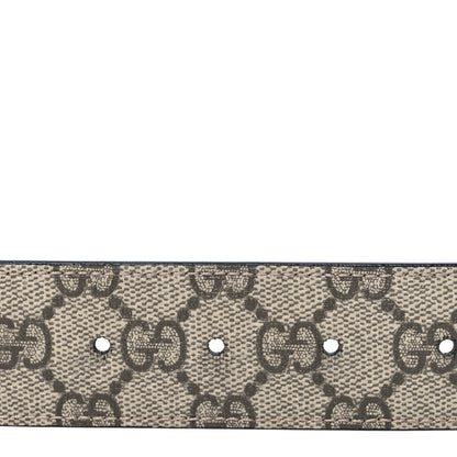 Gucci GG Supreme Monogram Plutone Calfskin Palladium Double G Reversible 37mm Belt 85 34 Beige Ebony Black 3 of 6