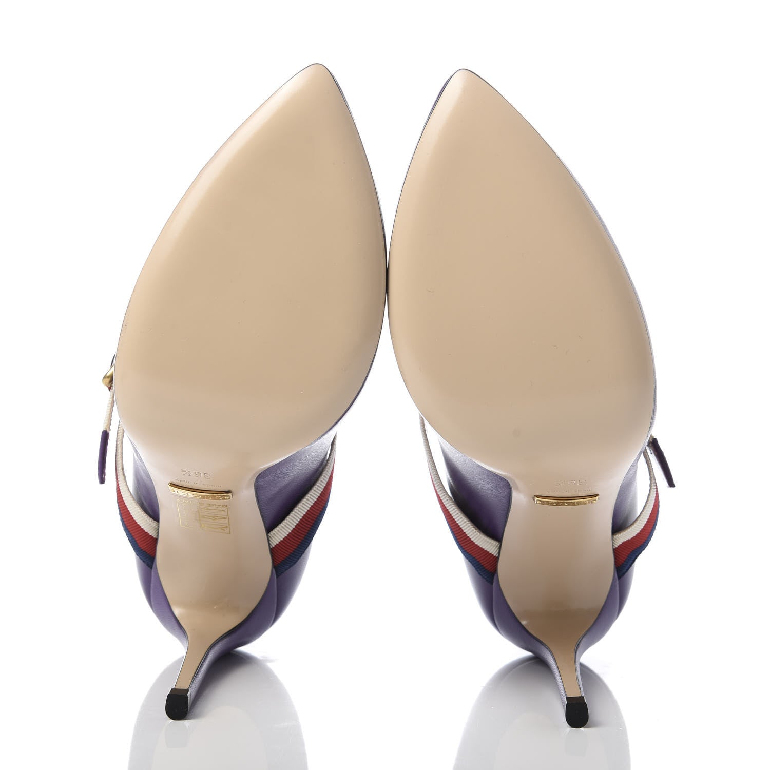 Gucci Malaga Kid Sylvie High Heel Pumps 36.5 Shine Purple 5 of 10