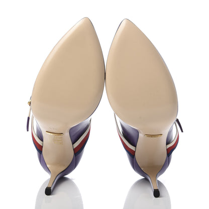 Gucci Malaga Kid Sylvie High Heel Pumps 36.5 Shine Purple 5 of 10