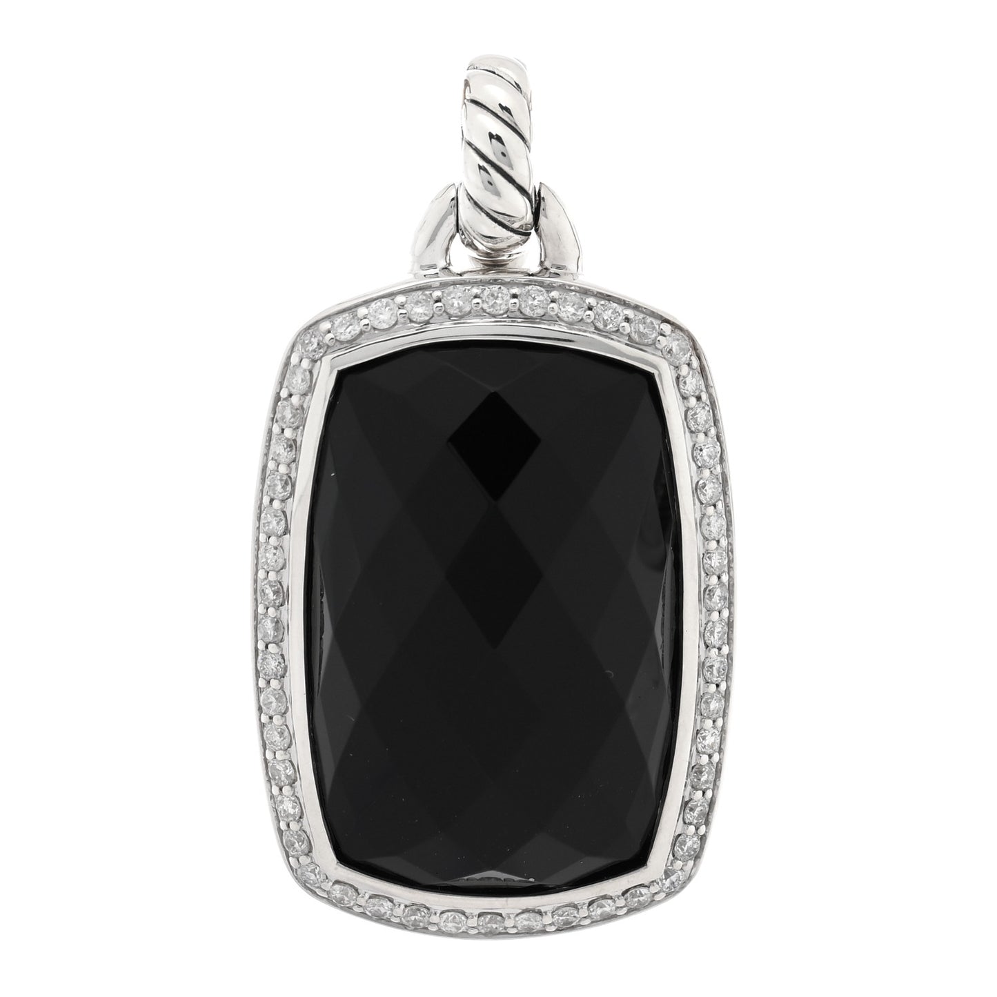 Sterling Silver Diamond Black Onyx 22mm Albion Enhancer Pendant
