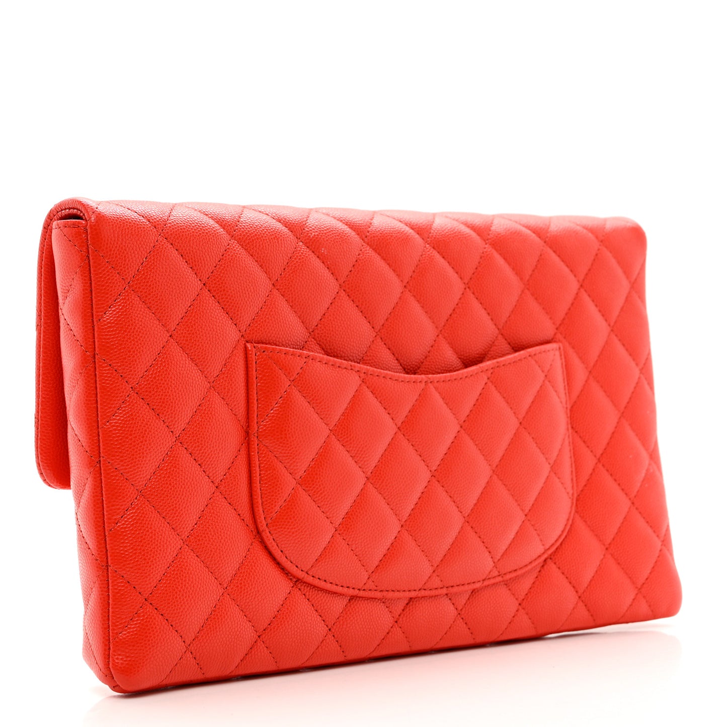 Caviar Quilted Flap Clutch Red
