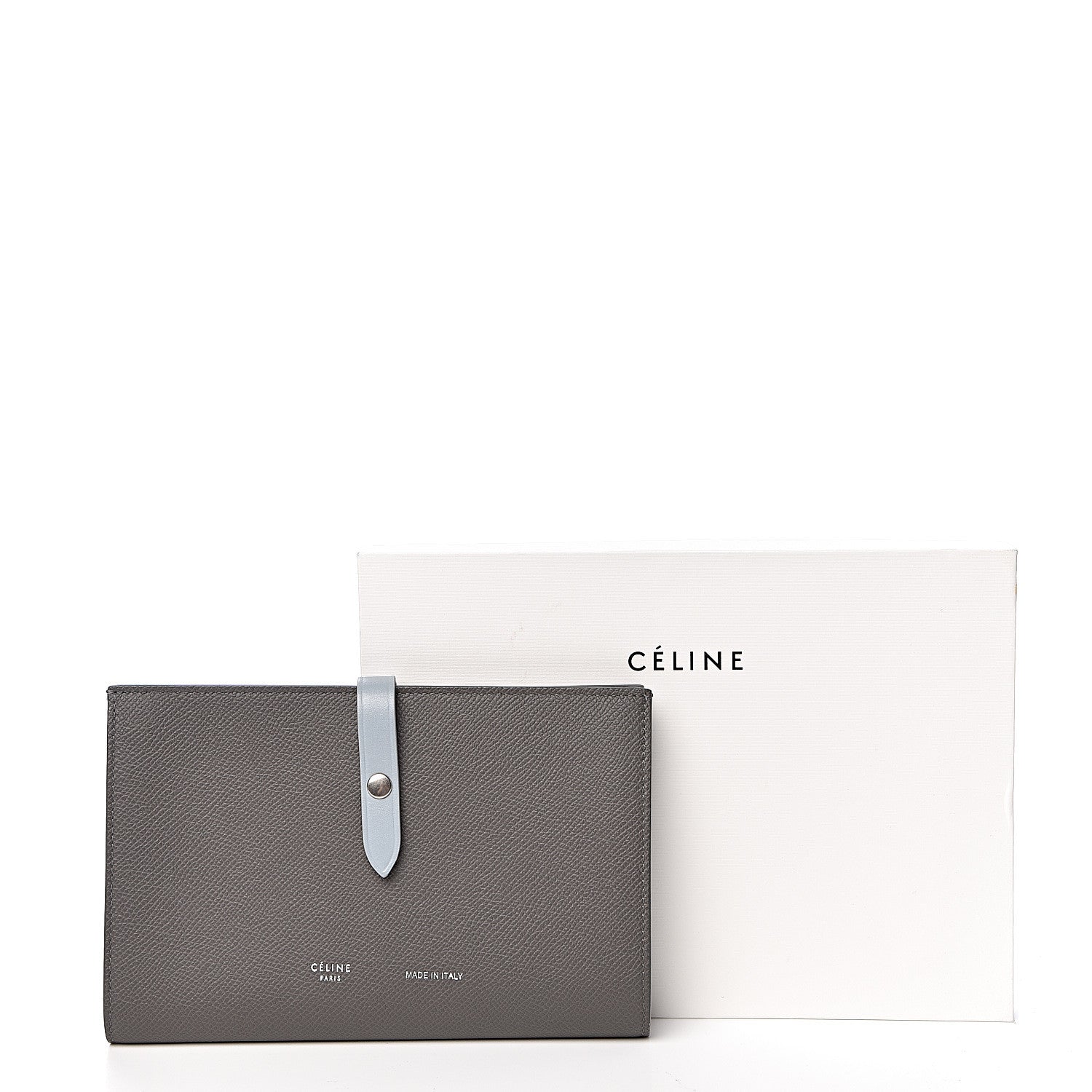 Celine Grained Calfskin Large Multifunction Strap Wallet Pebble Mineral 8 of 8