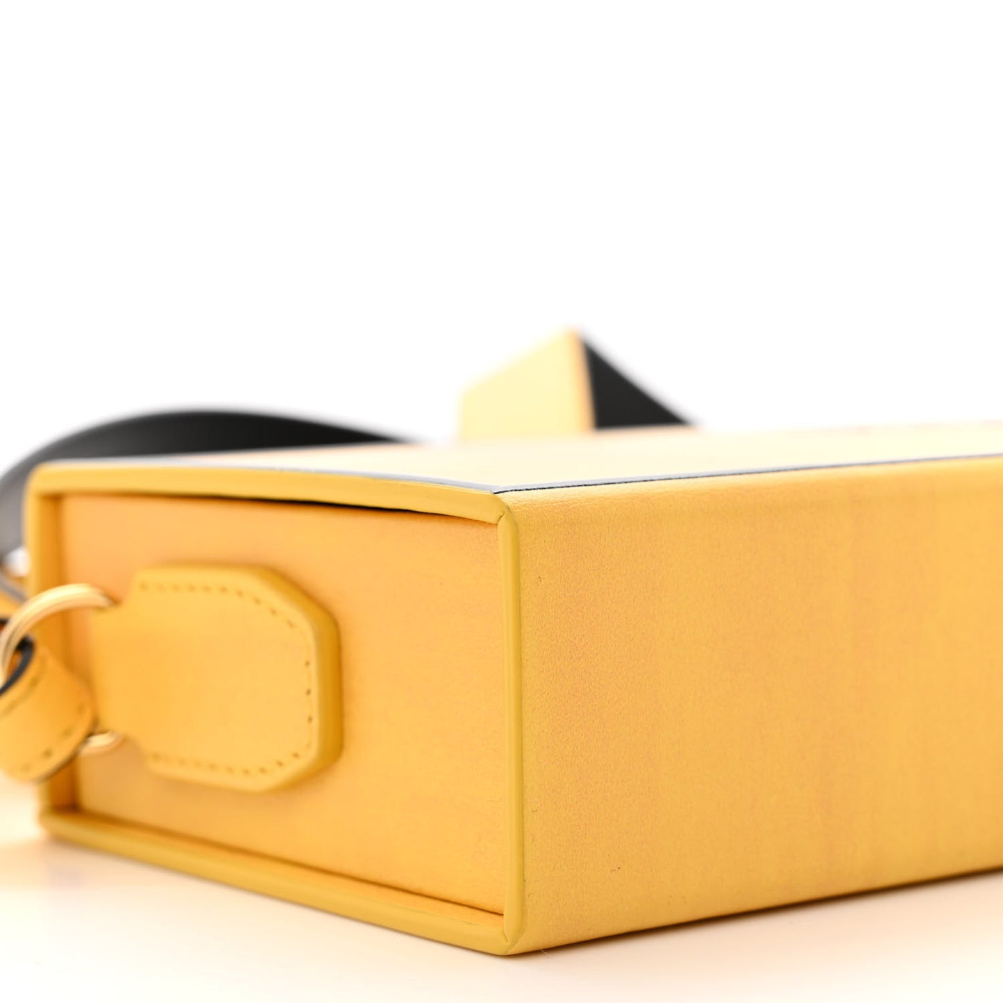 Vitello Fluffy Logo Horizontal Box Crossbody Bag Yellow Box Black