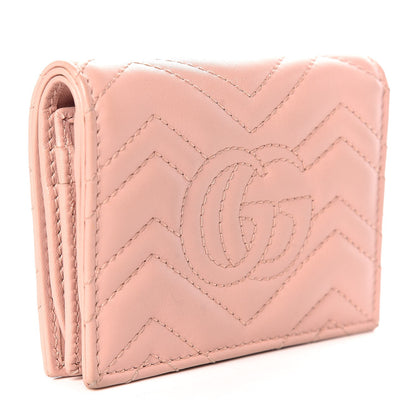 Gucci Calfskin Matelasse GG Marmont Card Case Wallet Perfect Pink 3 of 16