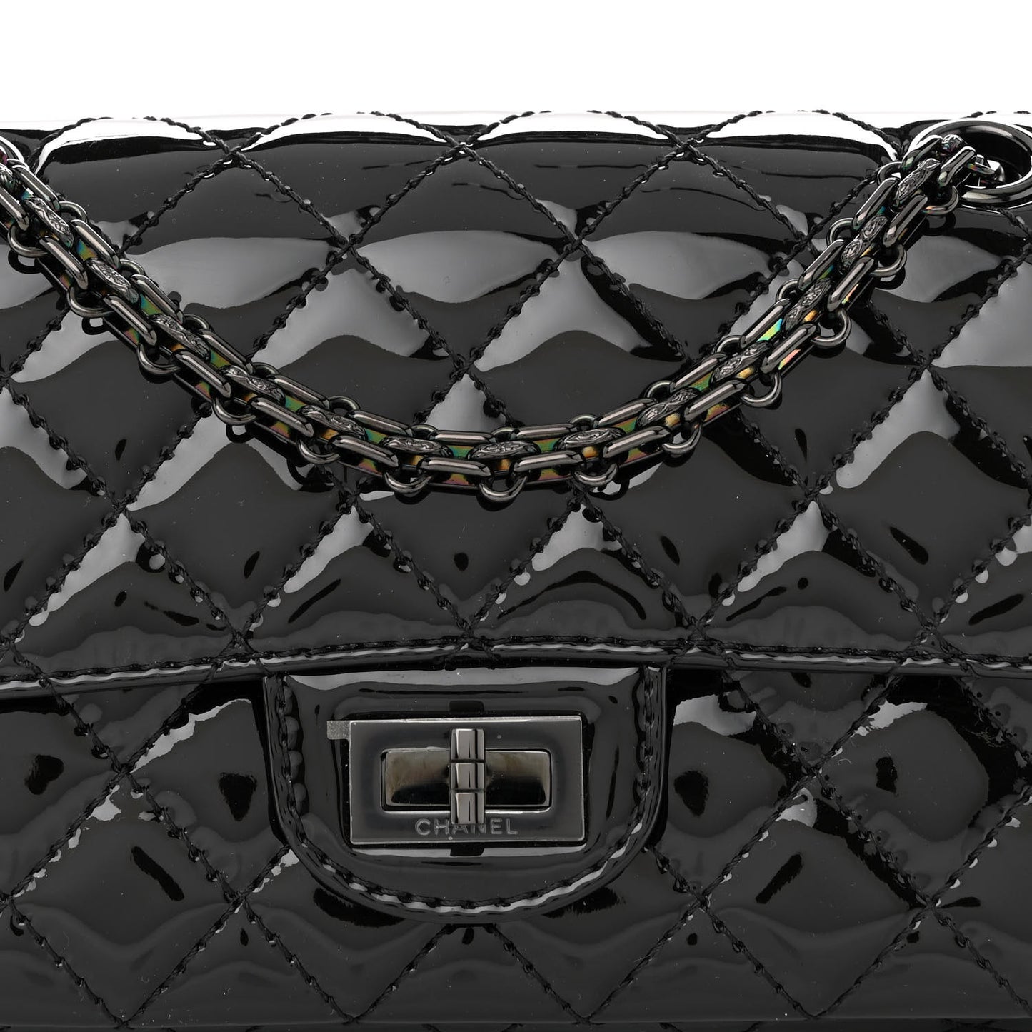 Patent Calfskin Quilted 2.55 Reissue Mini Flap So Black