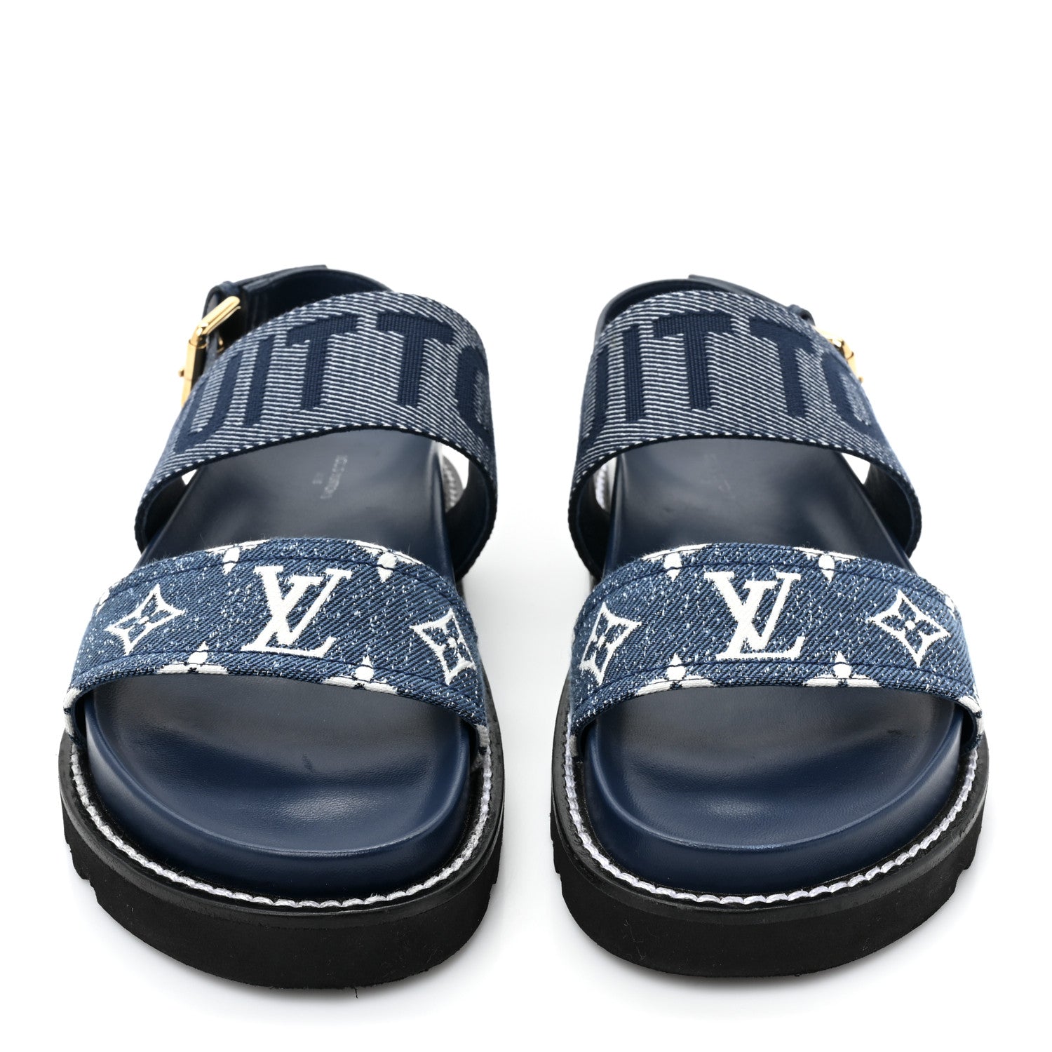 Louis Vuitton Monogram Denim Paseo Flat Comfort Sandals 38.5 Navy Blue 2 of 13