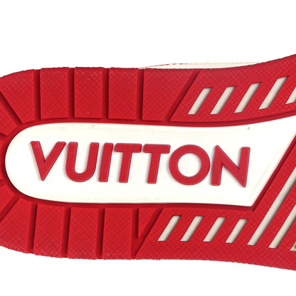 Louis Vuitton Grained Calfskin Script Mens LV Trainer Sneakers 9 Red 6 of 9