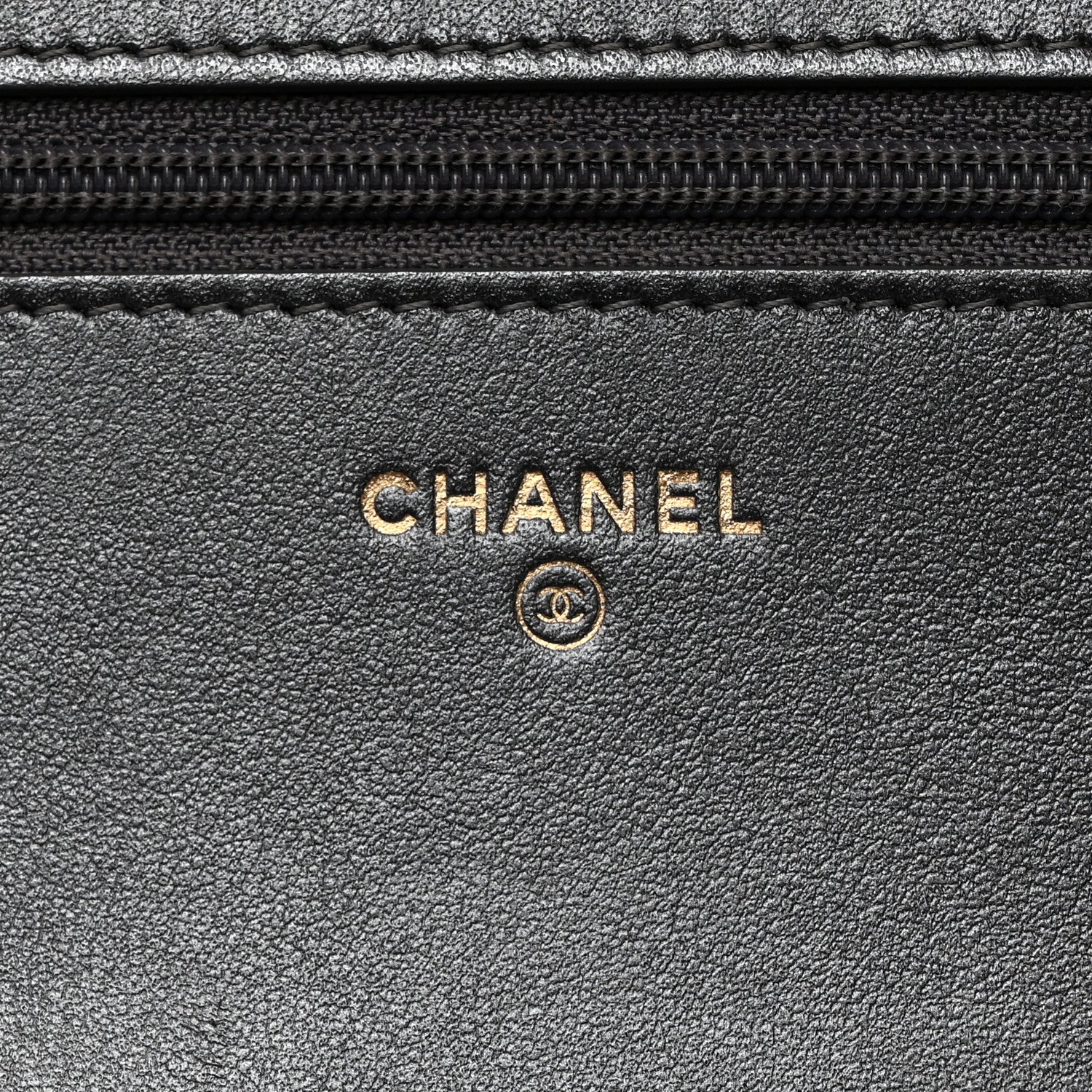 Chanel Iridescent Calfskin Velvet Stripe Wallet On Chain WOC Charcoal 6 of 11