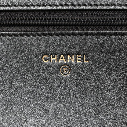 Chanel Iridescent Calfskin Velvet Stripe Wallet On Chain WOC Charcoal 6 of 11