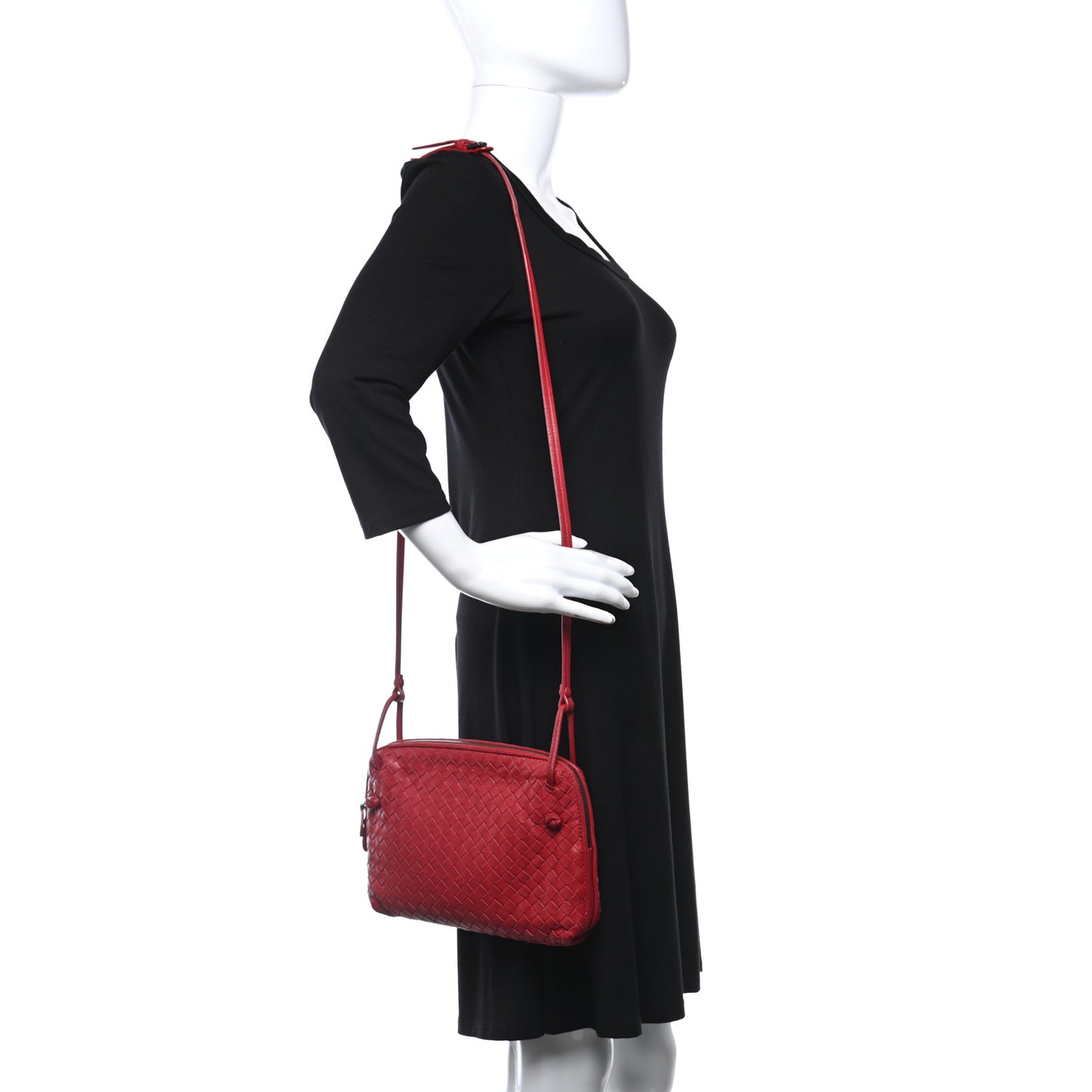 Nappa Intrecciato Nodini Crossbody Messenger Red