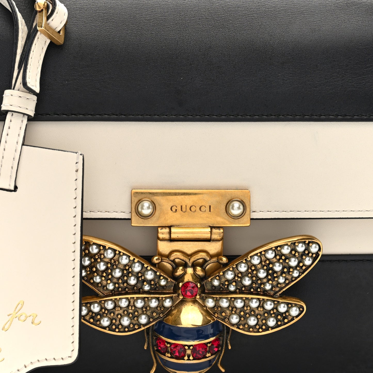 Calfskin Sylvie Web Queen Margaret Shoulder Bag Mystic White Black