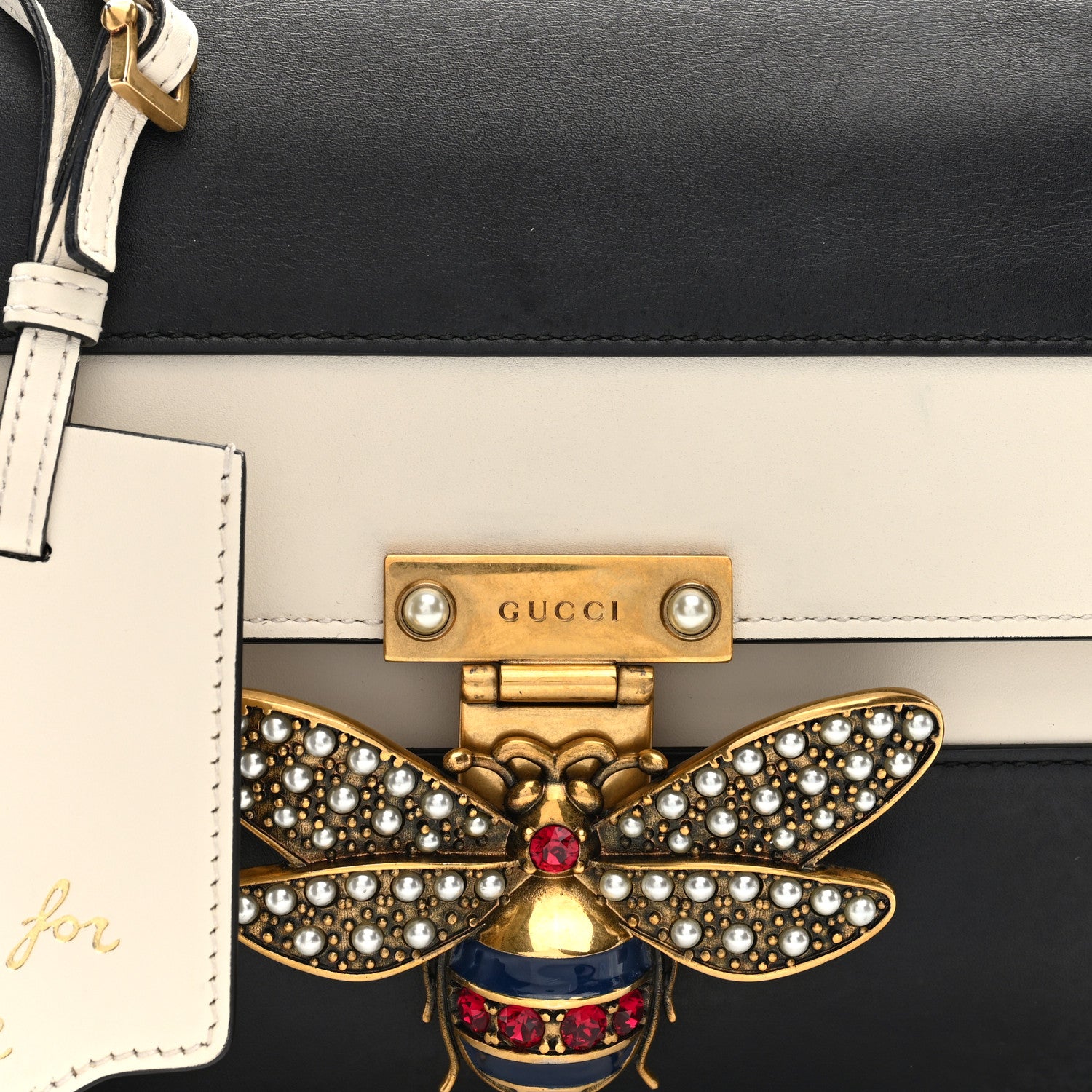 Gucci Calfskin Sylvie Web Queen Margaret Shoulder Bag Mystic White Black 8 of 10