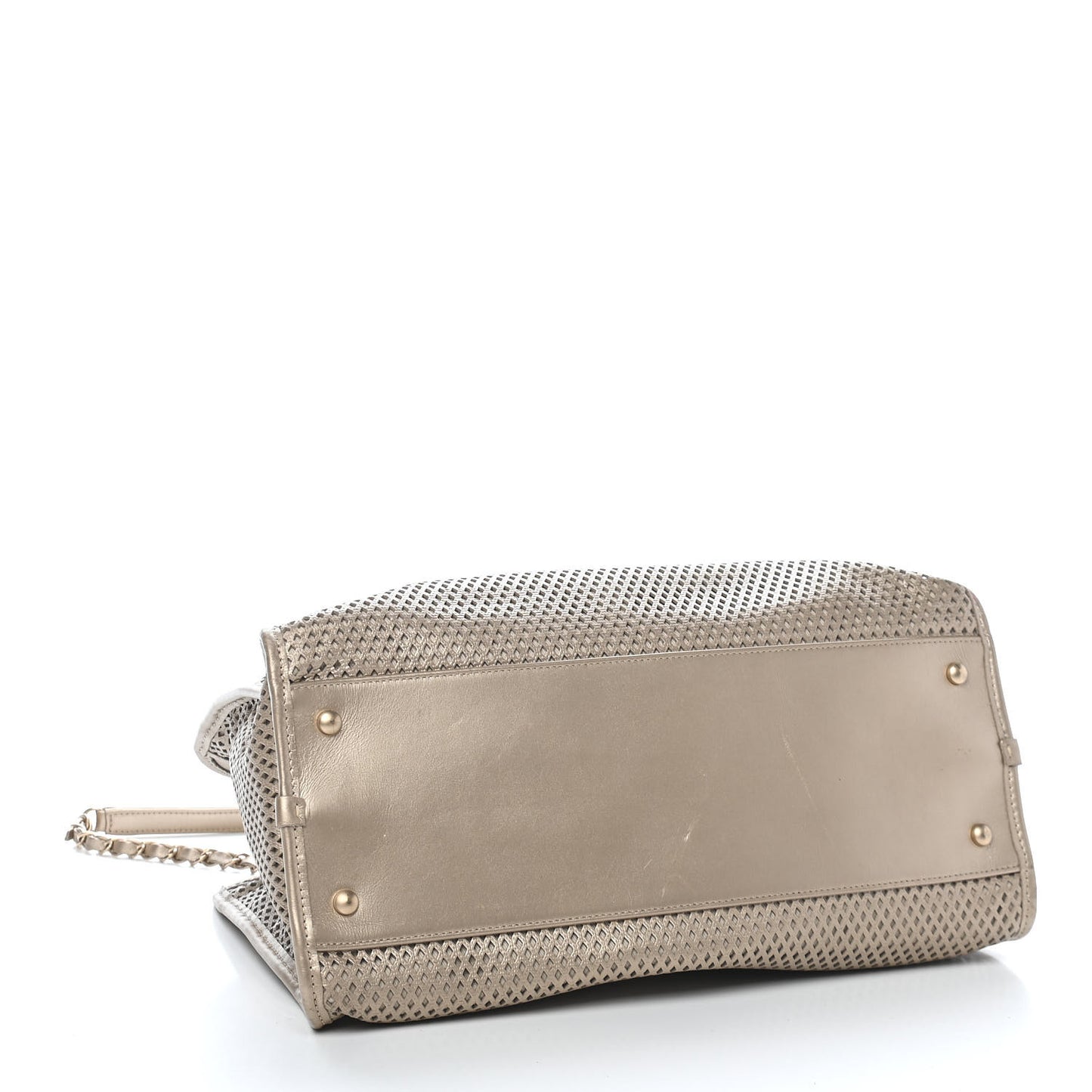 Metallic Calfskin Perforated Up In The Air Tote Gold