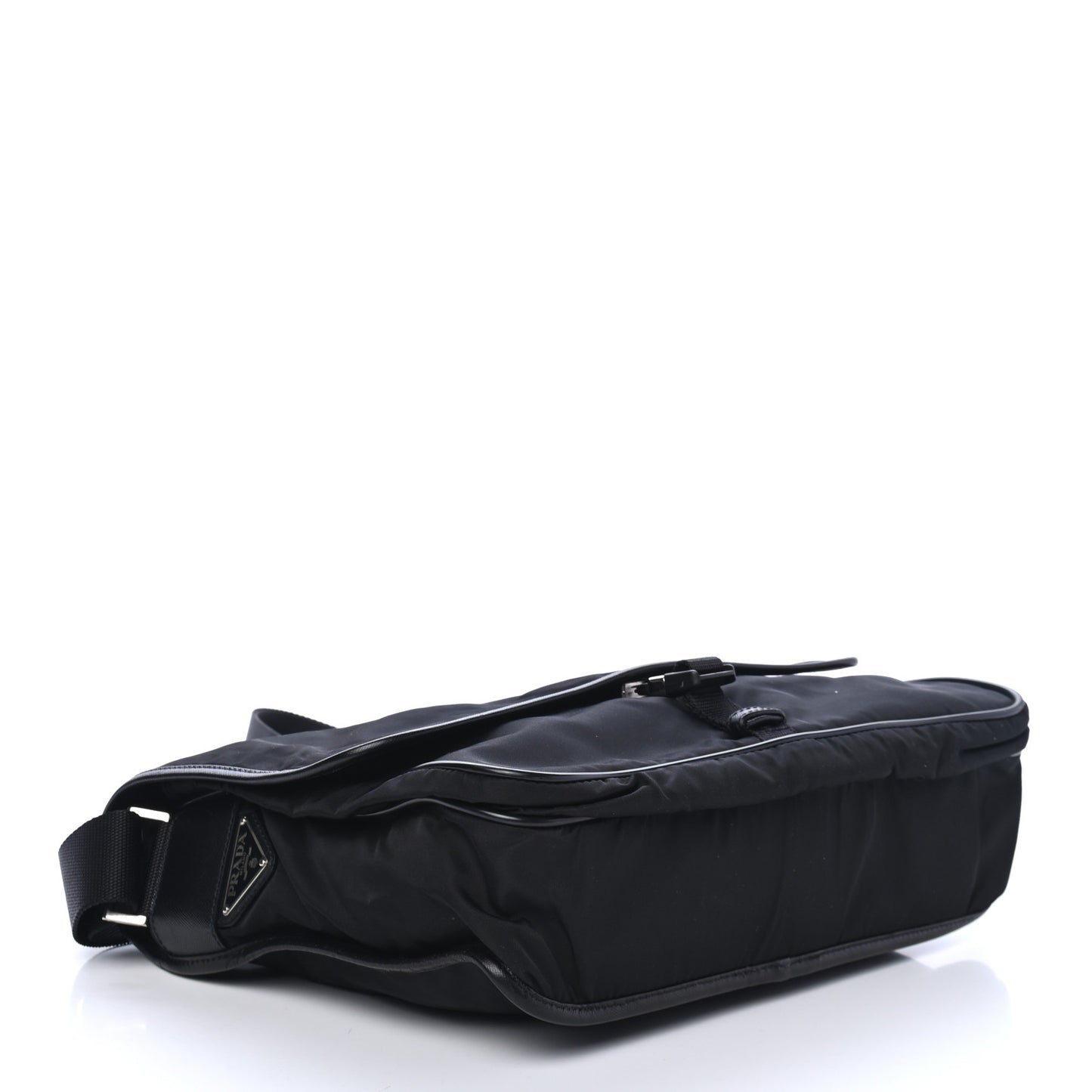 Tessuto Nylon Saffiano Logo Messenger Bag Black