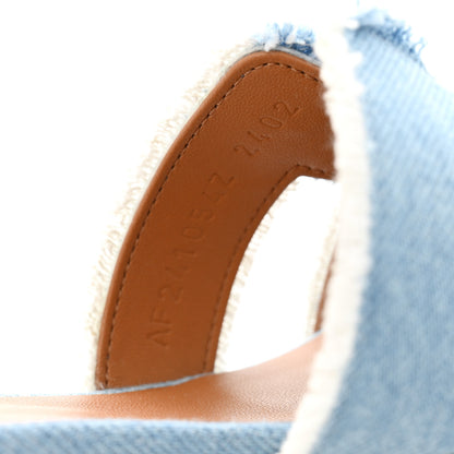 Hermes Denim Fringe Oasis Sandals 38.5 Bleu Clair 8 of 10