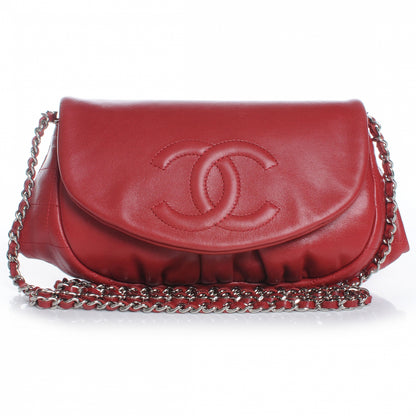 Chanel Lambskin Half Moon Wallet On Chain Bag Red 1 of 9
