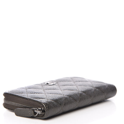 Chanel Caviar Quilted Medium Zip Around Wallet Dark Charcoal 4 of 9