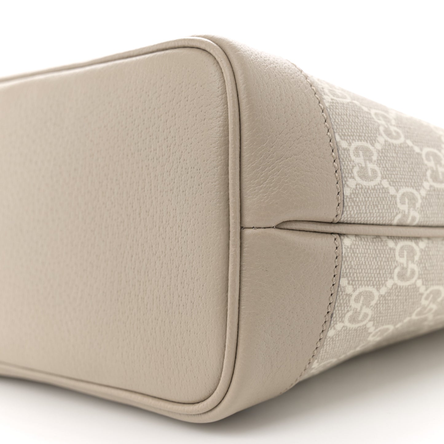 GG Supreme Monogram Textured Dollar Calfskin Web Small Ophidia Tote Beige Mystic White Oatmeal