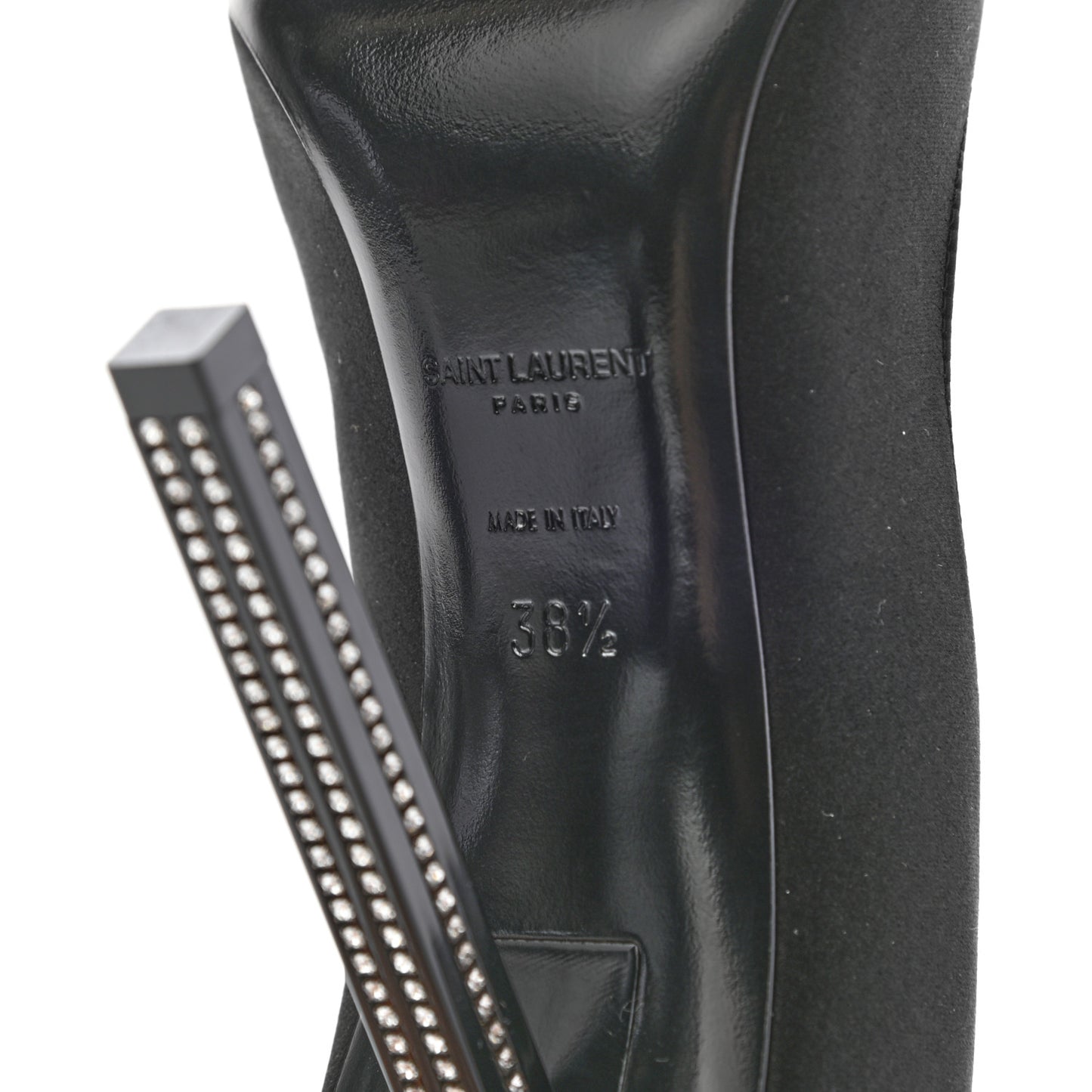 Satin Crystal Embellished Tower 110 Pump 38.5 Black