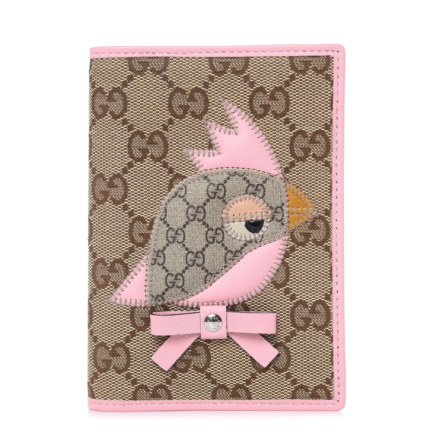 Gucci GG Monogram Mini Zoo Bird Passport Case Pink 411931