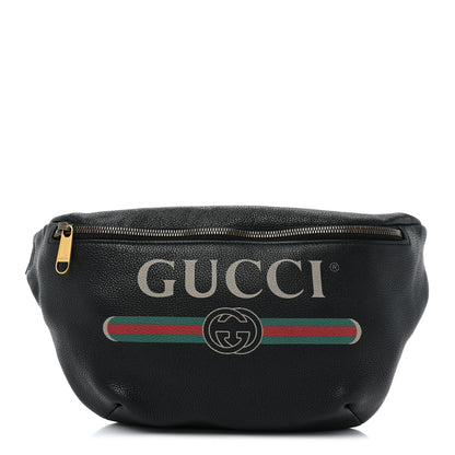 Gucci Grained Calfskin Logo Belt Bag Black 1 of 12
